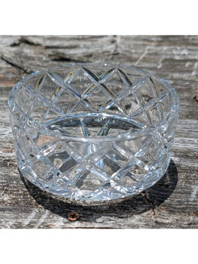 Pressed Crystal Diamond Pattern Bowl Candy Nut Dish Open Salt 5" Vintage